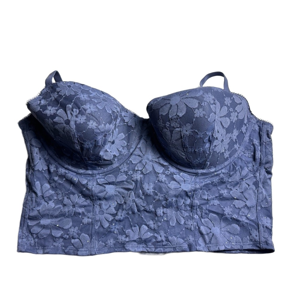 Victoria's Secret PINK Lace Corset Bustier Bra Top Blue XXL New With Tags